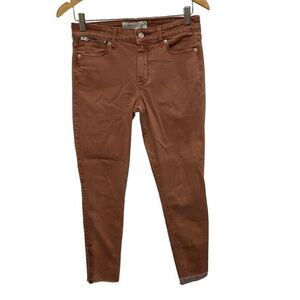 Abercrombie Fitch Jeans Womens 4 Rust Brown‎ Ankle Length Raw Hem Stretch Denim